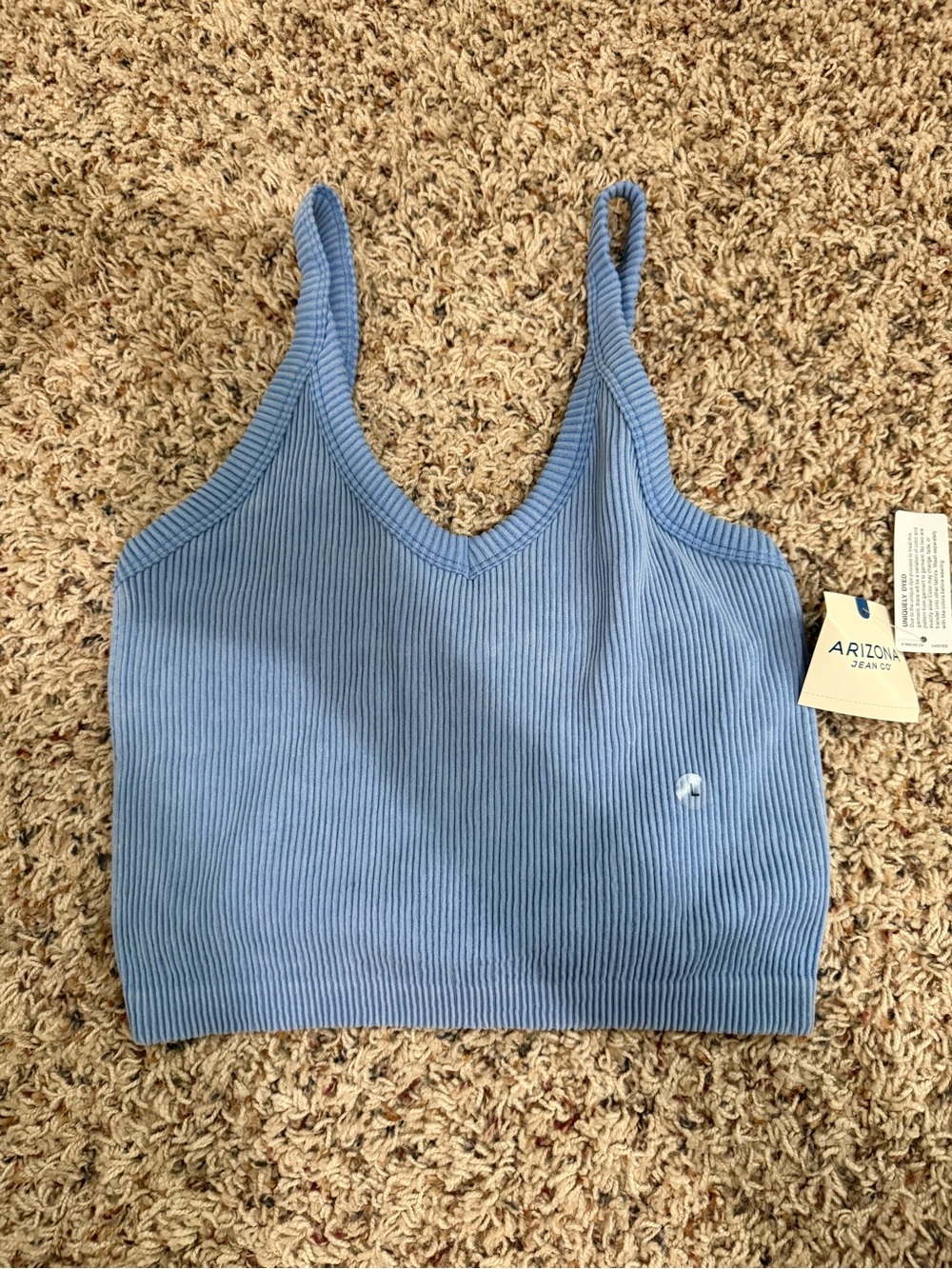 Arizona Jean Company Light Blue Ribbed V-Neck Crop Tank